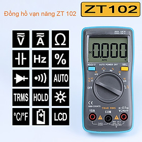 Đồng hồ vạn năng điện tử ZT102 đồng hồ đa năng kỹ thuật số màn hình LCD