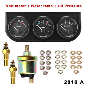 Đồng hồ đo áp suất dầu 12V 2" 52mm 3 trong 1 thông dụng cho xe hơi