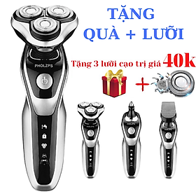 Máy Cạo Râu Đa Năng 3 Lưỡi Kép PHOLZPS Q1580 Thông Minh Chống Nước Tặng Quà + Tặng 3 Lưỡi cao trị giá 40k