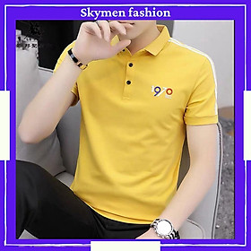 Áo thun polo nam có cổ tay ngắn thêu 1970 chất thun cotton mềm mịn co giãn thoải mái thoáng mát