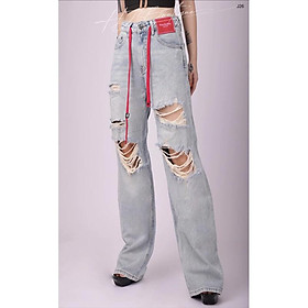 Quần Jeans rách gối Hàn Quốc - J26 - Xanh Jeans