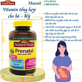 Vitamin cho bà bầu Prenatal Folic Acid+ DHA Nature Made giàu dinh dưỡng