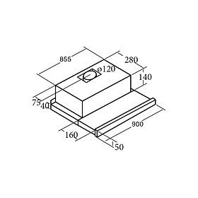 Máy hút mùi âm tủ TF 2003 90 Duralum/C