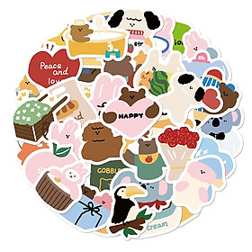 Sticker GẤU INS TÌNH YÊU chibi hoạt hình trang trí mũ bảo hiểm,guitar,ukulele,điện thoại,sổ tay,laptop