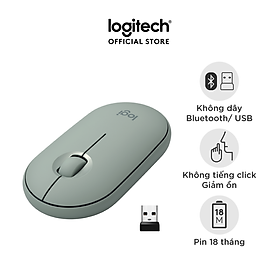 Mua Chuột không dây Logitech Pebble M350 - Kết nối Bluetooth/ USB 2.4GHz  thiết kế mỏng  giảm ồn  phù hợp Mac / PC / Laptop - Màu Xanh rêu - Hàng chính hãng