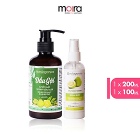Bộ Đôi Làm Sạch & Kích Thích Mọc Tóc Chiết Xuất Tinh Dầu Bưởi MILAGANICS (Dầu Gội Bưởi 200ml + Serum Bưởi 100ml)