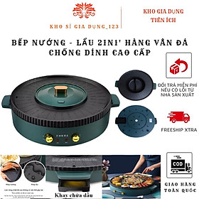 Bếp Lẩu Nướng Đa Năng 2 trong 1 BAKING PAN - Kết hợp lẩu và nướng tiện dụng, an toàn - Hàng cao cấp vân đá chống dính