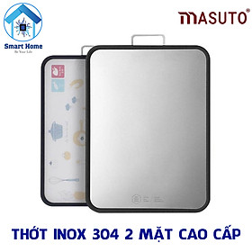 Thớt Inox 304 2 Mặt Cao Cấp Masuto Kháng Khuẩn, Chống Mốc, Tiện Nghi, An Toàn Sức Khỏe