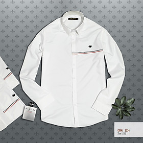 2324- Áo sơ mi nam tay dài màu trắng Form slimfit - Chất liệu kate lụa nhập khẩu, hàng xưởng Vinh Thiện Phát sản xuất chất lượng cao cấp, sỉ từ 10 cái