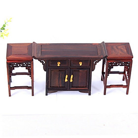 BỘ BÀN TỦ ĐÔN 3 MÓN MINI KIỂU CỔ BẰNG GỖ ĐỂ TRANG TRÍ