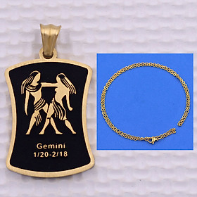 Mặt dây chuyền cung Song Tử - Gemini inox vàng kèm dây chuyền inox vàng, Cung hoàng đạo