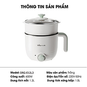 Nồi điện mini đa năng Bear E12L3 dung tích 1.2L (có xửng hấp) nồi lẩu điện mini – Hàng chính hãng