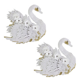 2pcs 3D Swan Sequin Patches Applique for Clothes Hats Bags Decor White