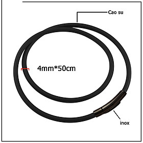 Dây chuyền cao su cao cấp khóa vip màu đen đem lại đẳng cấp, phong độ cho người đeo, 2 đầu đóng chốt ngang vô cùng chắn