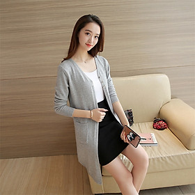 Áo khoác cardigan nữ dáng dài kiểu Hàn Quốc, chất len mềm mịn ấm k33