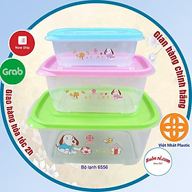 Bộ 3 hộp đựng thực phẩm thức ăn Việt Nhật , Hộp lạnh trữ đồ đông chắc chắn an toàn- Br 01380