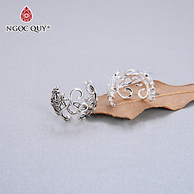 Combo 2 cái charm bạc ôm hạt họa tiết hoa văn  - Ngọc Quý Gemstones