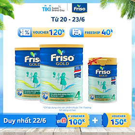 Bộ 2 Hộp Sữa Bột Friso Gold 4 1400g Dành Cho Trẻ Từ 2 - 6 Tuổi + Tặng Lon Sữa Friso Gold 4 380g