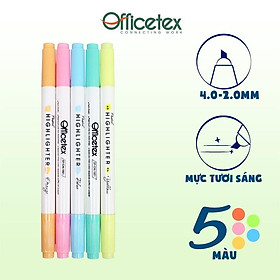 Bút Dạ Quang Officetex màu Pastel OT-CHL1001 bộ 5 màu