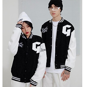 Áo Khóac Nhung Tâm Jacket Varsity Form Rộng Gonz