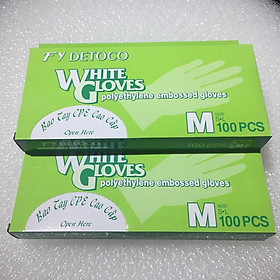 Mua Combo 2 hộp bao tay Detoco SIZE M chế biến thực phẩm  dược phẩm  y tế  nhựa CPE 100 cái/hộp.