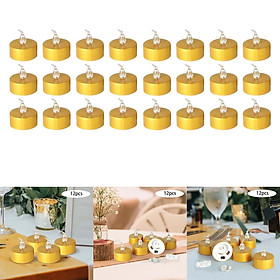 24x Small LED Tealights Candles - Gold Yellow Flash and Warm White Gold