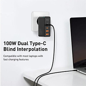 Mua Củ sạc siêu nhanh Baseus GaN2 Pro Quick Charger  cốc sạc 100W 4 cổng 2U + 2C cho điện thoại  máy tính  Laptop  Macbook - Đen