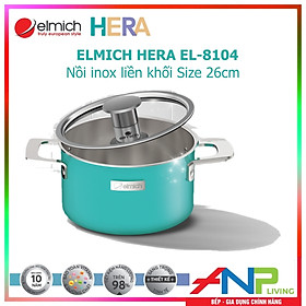 Mua Nồi inox liền khối Elmich Hera Mầu Xanh Ngọc (Size 16cm/EL-8100  Size 18cm/EL-8101  Size 20cm/EL-8102  Size 22cm/EL-8103  Size 26cm/EL8104) - Hàng Chính Hãng