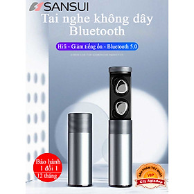 Tai nghe Bluetooth không dây 5.0 Cảm ứng Hàng hiệu Sansui (Âm thanh HiFi tuyệt hảo) Gồm Dock tự sạc 