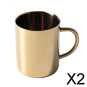 2x Stainless Steel Double-walled Insulated Cup Tea Coffee Mug 400ml Gold