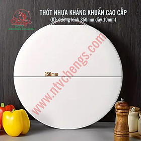 Thớt nhựa PP tròn cao cấp dày 1-4-14cm NTV Cheng's, đường kính 35-40-45cm Chứng nhận FDA Hoa Kỳ - Dùng trong nhà hàng khách sạn | Hàng nhập khẩu  - Màu Trắng - 35cm, dày 1.0cm, tai inox