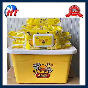 Mua THÙNG KHĂN ƯỚT CON ONG VÀNG CON VỊT VÀNG ( THÙNG NHỰA + 10 GÓI ) - HT