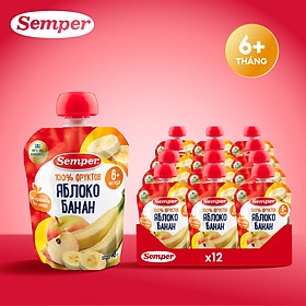 Combo 12 gói mix Trái cây nghiền các vị Semper 90g dành cho bé từ 6 tháng trở lên