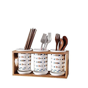 Mua Bộ giá 3 LỌ ĐỰNG ĐŨA HOẠ TIẾT CÁ NHIỀU MÀU SẮC 3-D-C12-T3403