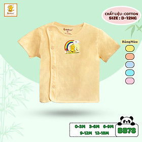 Áo sơ sinh tay ngắn Babiboo áo sơ sinh kiểu bác sĩ, vải cotton thấm hút mồ hôi- BB78