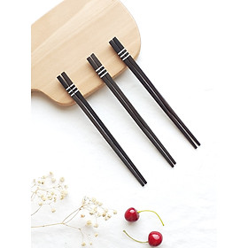Mua Đũa gỗ Mun khảm 3 vạch 21 5cm- Bộ 5 đôi (D03)
