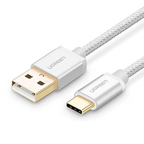 Ugreen UG20815US174TK 3M màu Trắng Dây USB 2.0 sang Type-C đầu nhôm dây bọc vinyl - HÀNG CHÍNH HÃNG