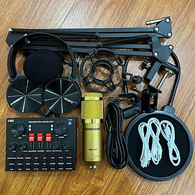 Mua Combo bộ hát thu âm cao cấp V8s bluetooth mic BM900 hát cực hay livestream micro kèm chân kẹp màng lọc tặng tai nghe 450