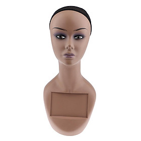 Female Mannequin Model Realistic Soft Mannequin Head with Bust Net Cap for Wigs Jewelry Scarf Display Stand