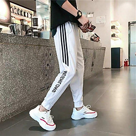 Quần thể thao nam nữ in chử NUTRENT thun nỉ dày mịn,co giãn thoải mái thấm hút tốt,Quần Thun Nam Thể Thao Dày Mịn Co Giãn Tốt 3 Sọc Trắng Thời Trang - đ
