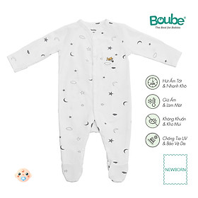 Bộ bodysuit, bộ liền thân liền tất họa tiết dễ thương cho bé sơ sinh Boube, vải cotton organic thoáng mát - Size Newborn