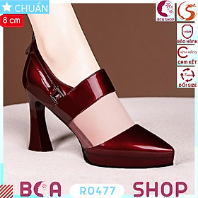 Giày cao gót nữ màu đỏ 8p RO477 ROSATA tại BCASHOP bít mũi, phối nhựa trong cao cấp ở giữa thười trang, dây kéo phía sau