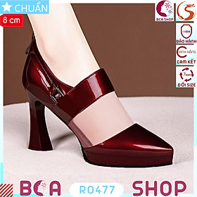 Giày cao gót nữ màu đỏ 8p RO477 ROSATA tại BCASHOP bít mũi, phối nhựa trong cao cấp ở giữa thười trang, dây kéo phía sau - 39