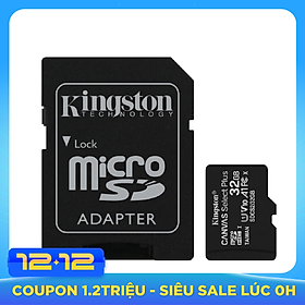 Thẻ nhớ Kingston microSDHC 32GB CL10 UHS-I SDCS2/32GB - 100MB/s (Có Adapter) - Hàng Chính Hãng