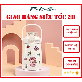 Mua Bình Nước Giữ Nhiệt 2 Lớp 800ml Cute Kèm Ống Hút Chất Liệu Inox 304 An Toàn Tuyệt Đối Cho Người Dùng Có Khóa Chống Ngã Đổ - Hàng Chính Hãng