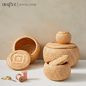 Hộp tre đan 2 lớp, có nắp đậy, đựng đồ, trang trí | ongtre (Vietnam)
