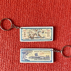 Móc khóa cute - hình tờ 500 đồng Rồng Vàng thời đông dương