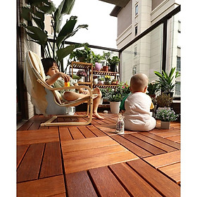 Mua Combo 5 ván sàn gỗ ngoài trời lót ban công  sân vườn  spa  hồ bơi 4 nan chống trơn trượt bền đẹp