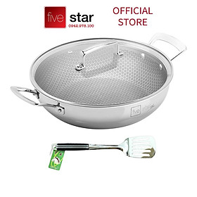 Chảo tổ ong chống dính 2 quai FiveStar 3 lớp đáy liền inox 304