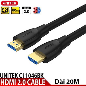 Cáp HDMI 2.0 20M 4K 60Hz Unitek C11046BK - HÀNG CHÍNH HÃNG